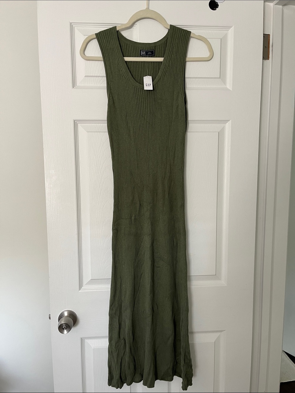 GAP Olive Ribbed Tank Maxi Dress